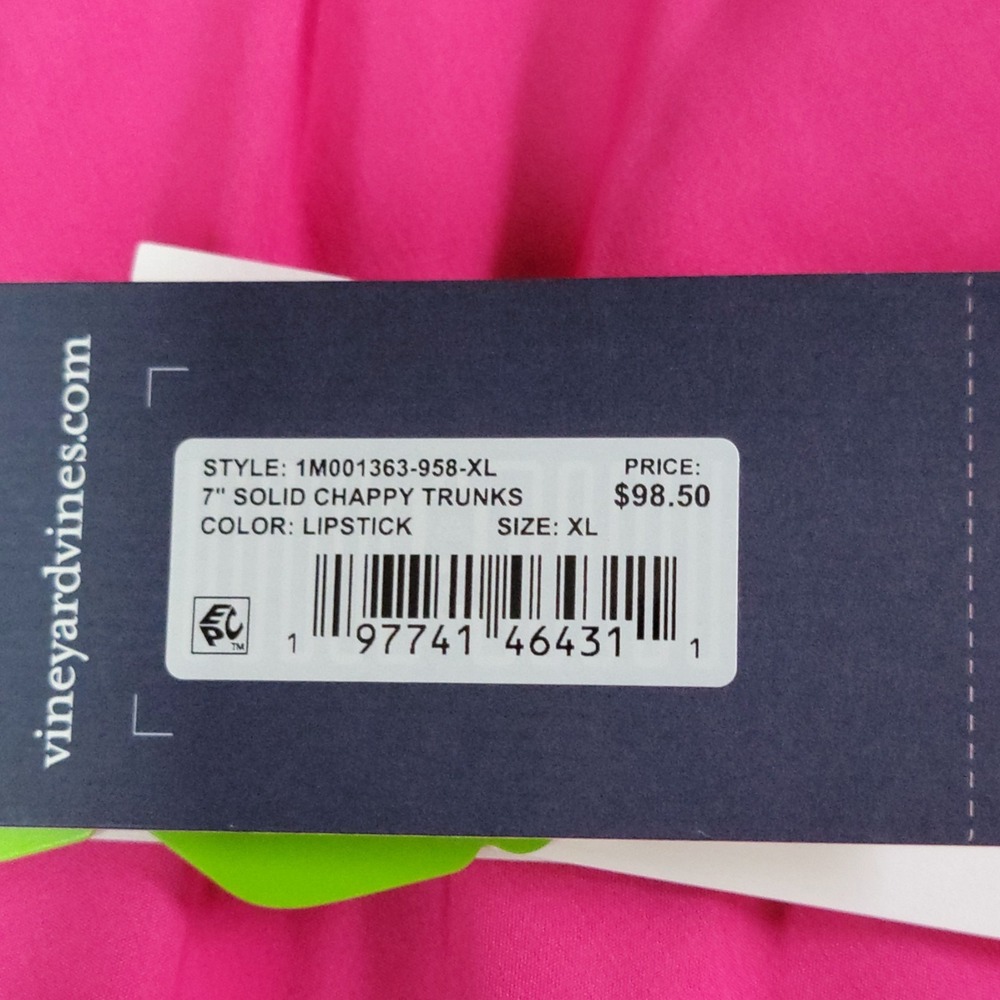 Vineyard Vines 7" Solid Chappy Trunks - Lipstick Pink - Size XL - NWT Swim Short - Picture 5 of 11